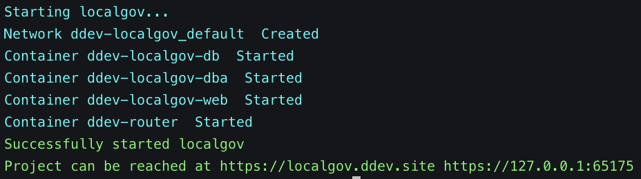  LocalGov Drupal: ddev start Terminal output 2 